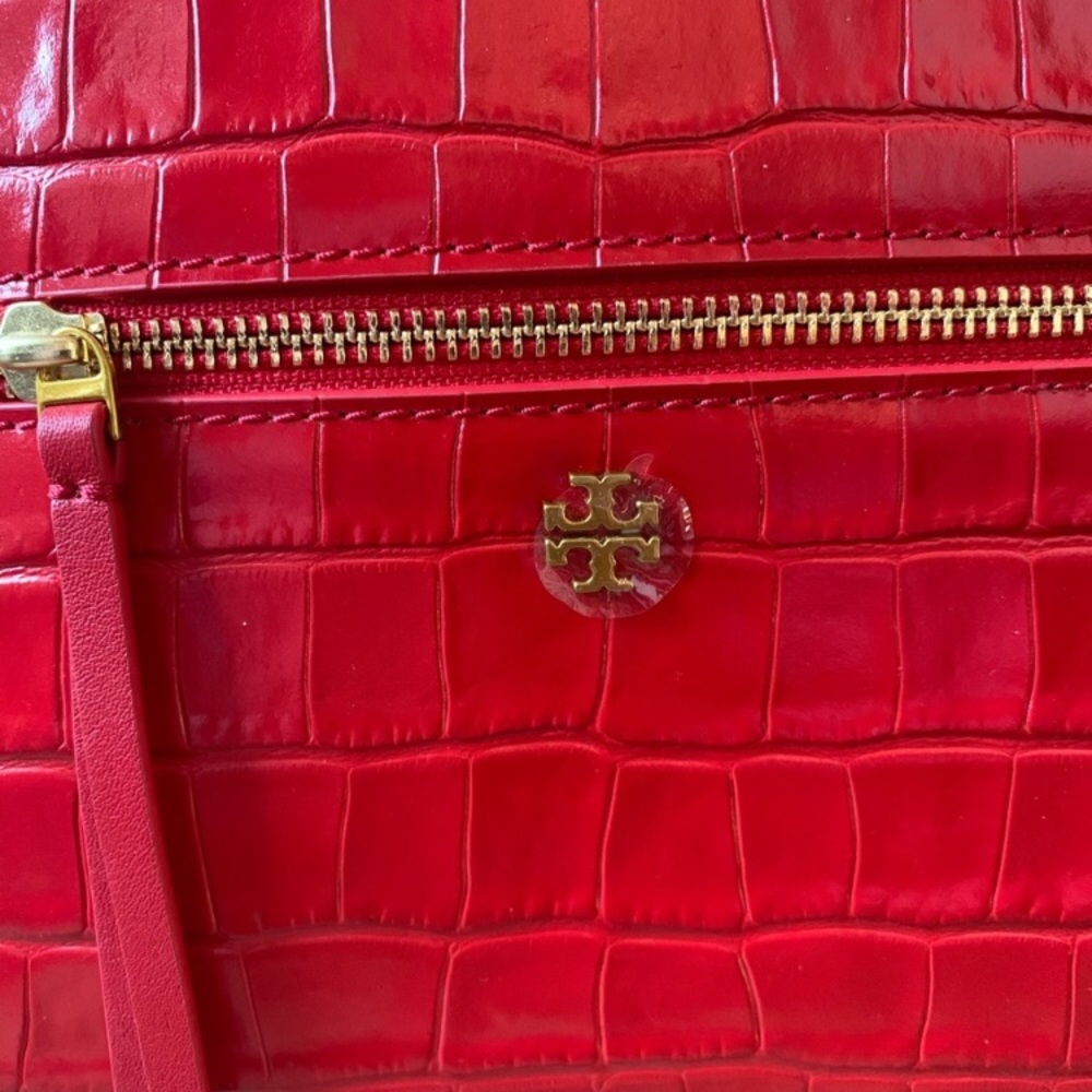 Tory Burch Liberty Red Croc embossed mini backpack - Picture 9 of 11